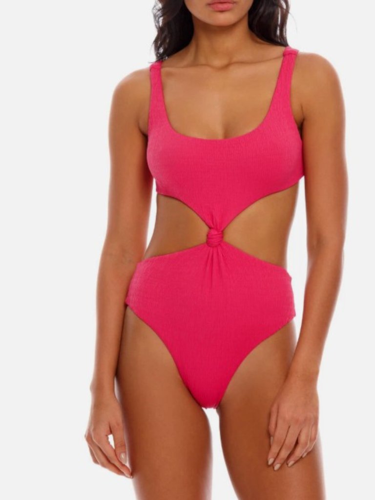 Nwt Agua Bendita Swimsuit Xl Kasie Bright Rose Cutout Resort Beach Luxe Barbie